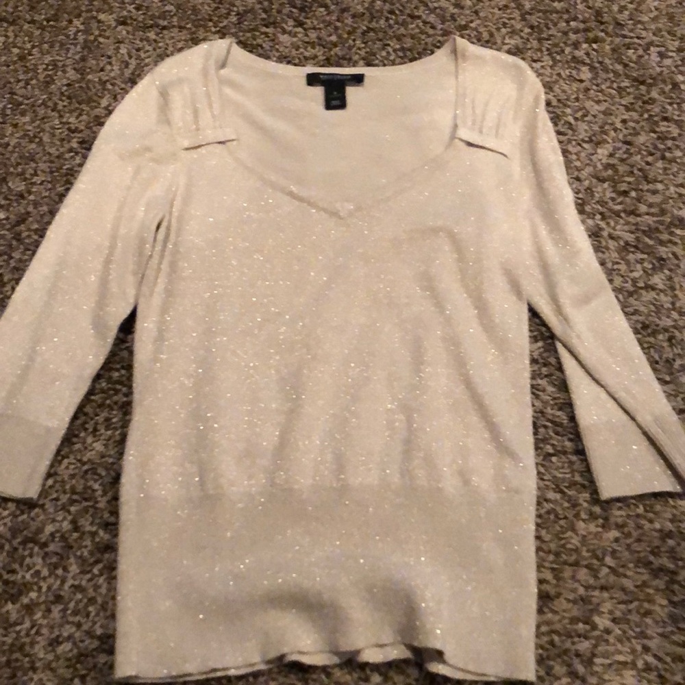Shimmer gold quarter sleeve sweater